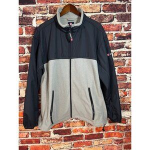 Vintage Chaps Mens XL Black & Gray Zip-Up Fleece Jacket V3